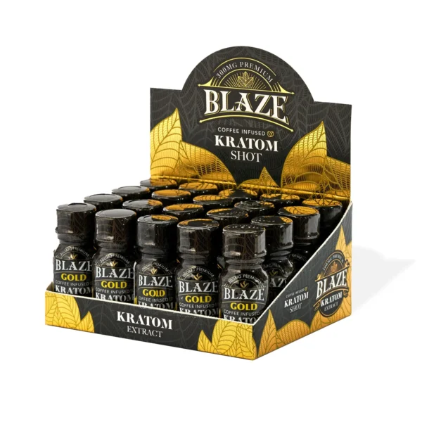 Blaze Kratom Gold Coffee Infused Kratom Shot Display Box