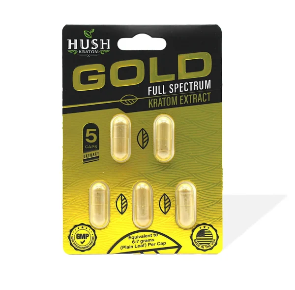Hush Gold Kratom Extract Capsules | 5 Count