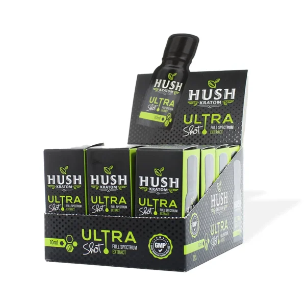 HUSH ULTRA Full Spectrum Extract Kratom Liquid Shot | Display Box