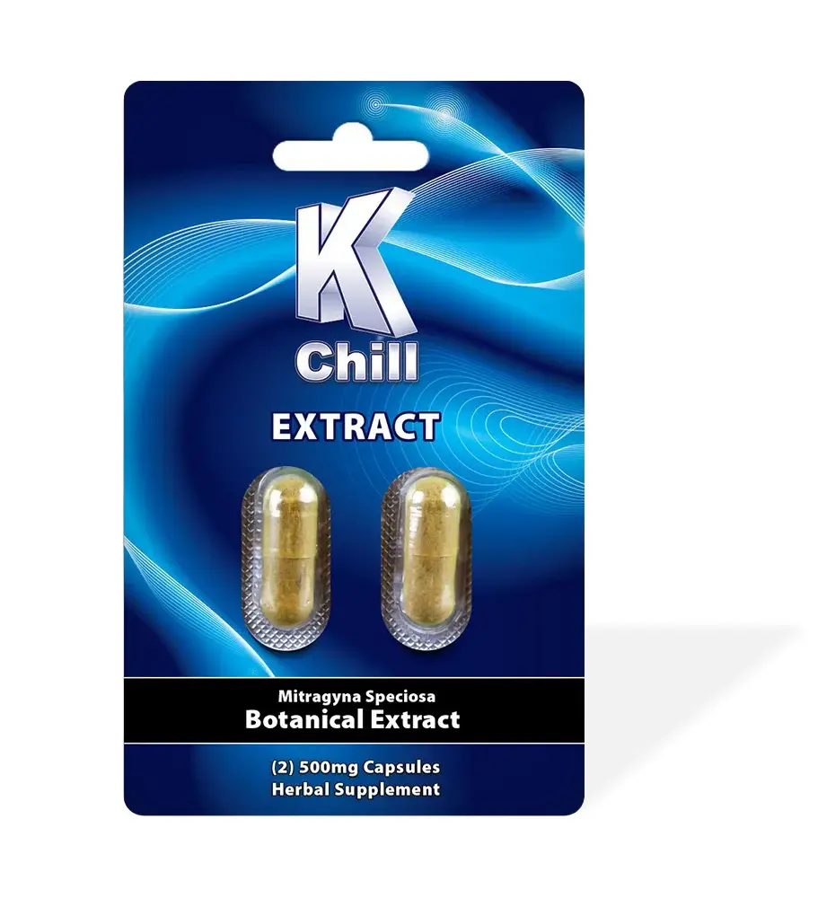K-Chill Kratom Extract Capsules Front – 2 Count