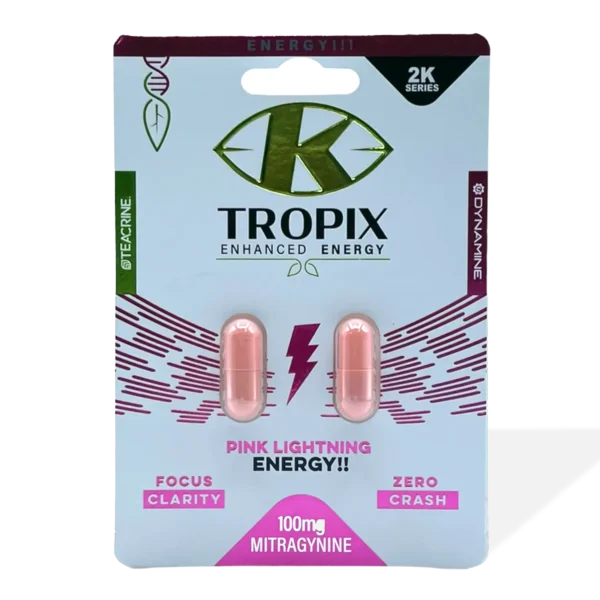 K-Tropix Pink Lightning Energy Kratom Capsules