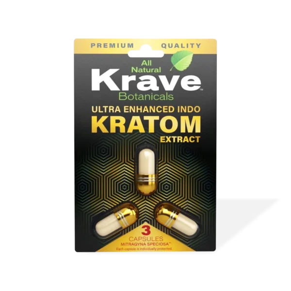Krave Ultra Enhanced Indo Kratom Extract Capsules | 3 Count