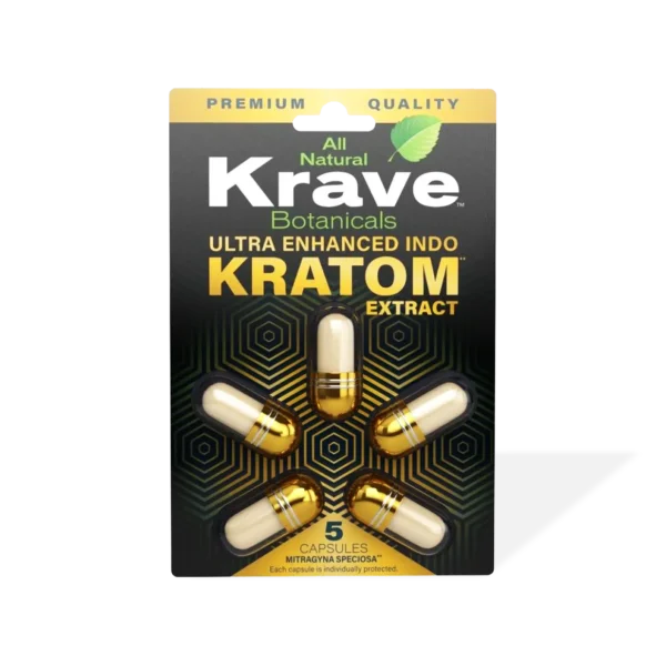 Krave Ultra Enhanced Indo Kratom Extract Capsules | 5 Count