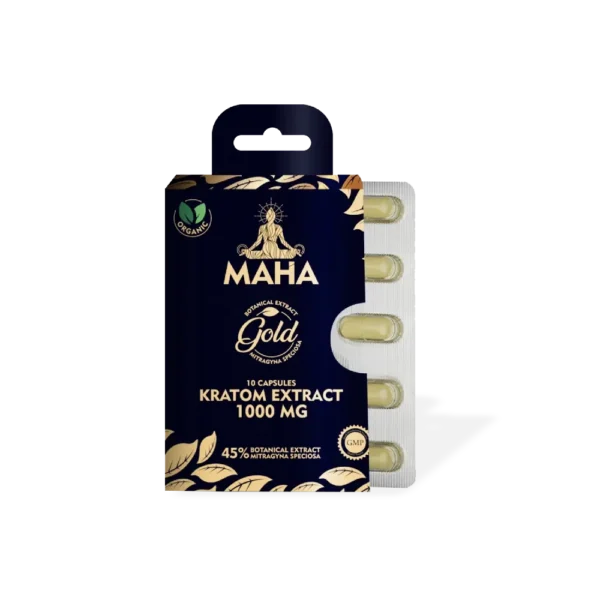 MAHA Gold Kratom Extract Capsules | 10 Count
