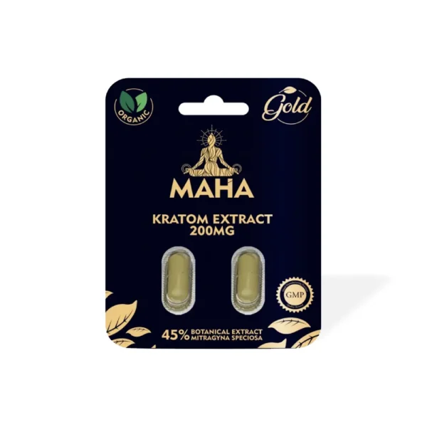MAHA Gold Kratom Extract Capsules | 2 Count