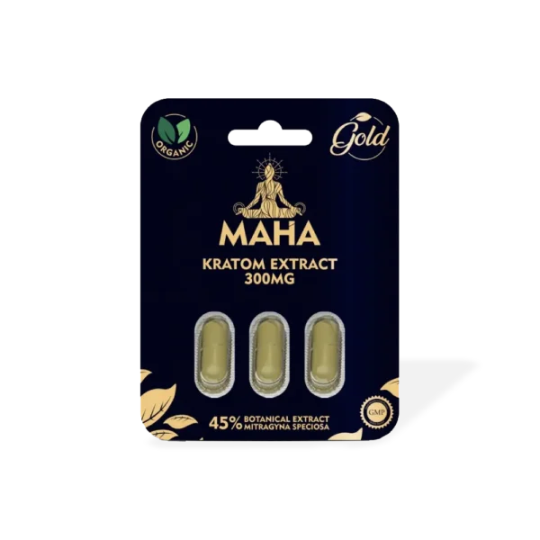 MAHA Gold Kratom Extract Capsules | 3 Count