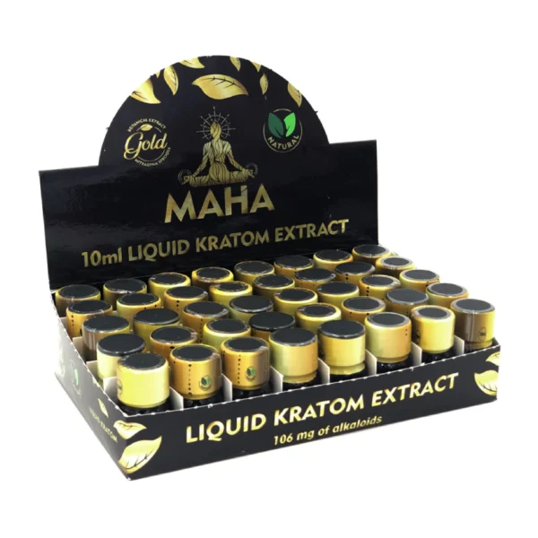 MAHA Gold Liquid Kratom Extract Shot | Display Box
