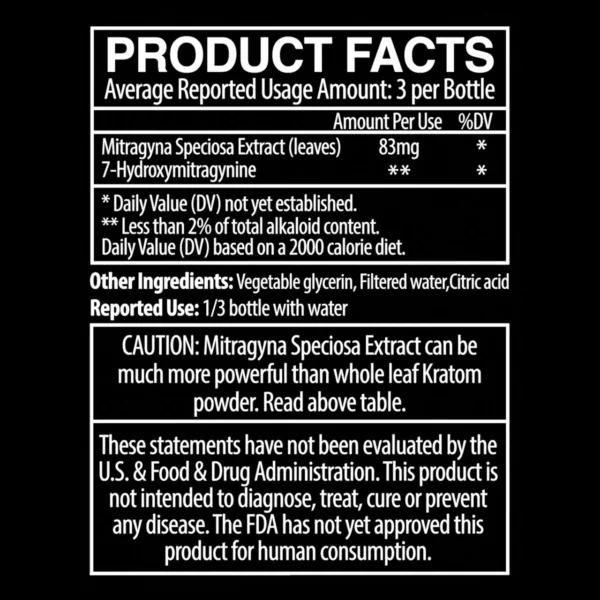 MIT 45 Gold Kratom Extract Shot | Product Facts