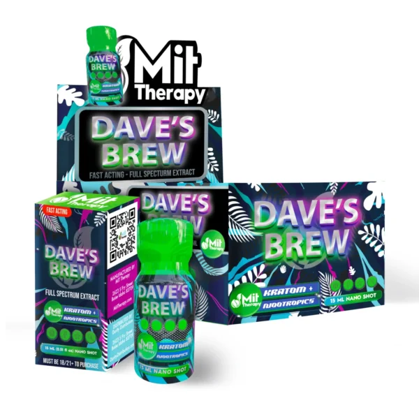 MIT Therapy Dave’s Brew Kratom Extract Shot Display Box
