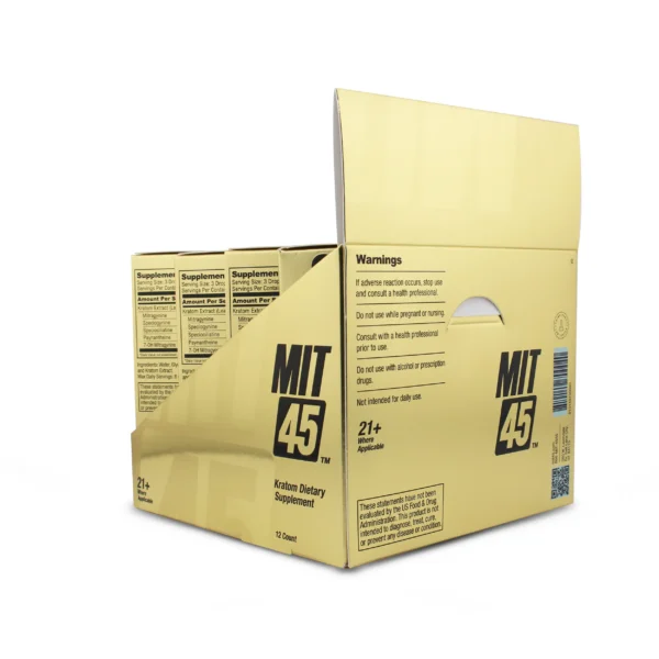 MIT45 Gold Kratom Extract Shot 15 ml Display Box Back