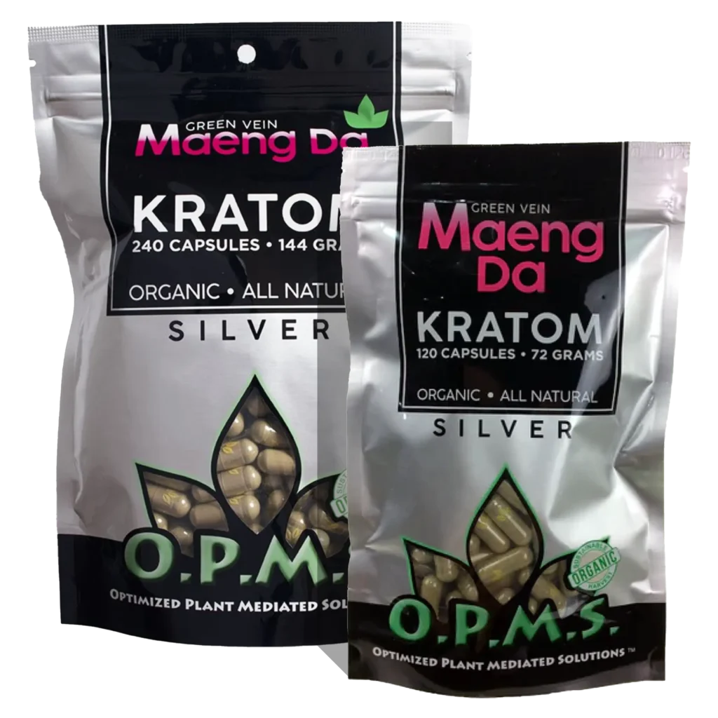 OPMS Silver Green Vein Maeng Da Kratom Capsules