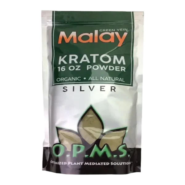 OPMS Silver Green Vein Malay Kratom Powder - 16 oz