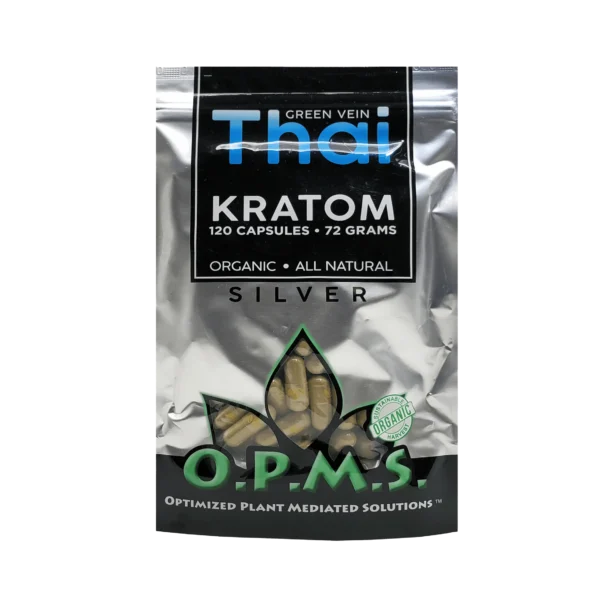 OPMS Silver Green Vein Thai Kratom 120 Capsules (O.P.M.S.)