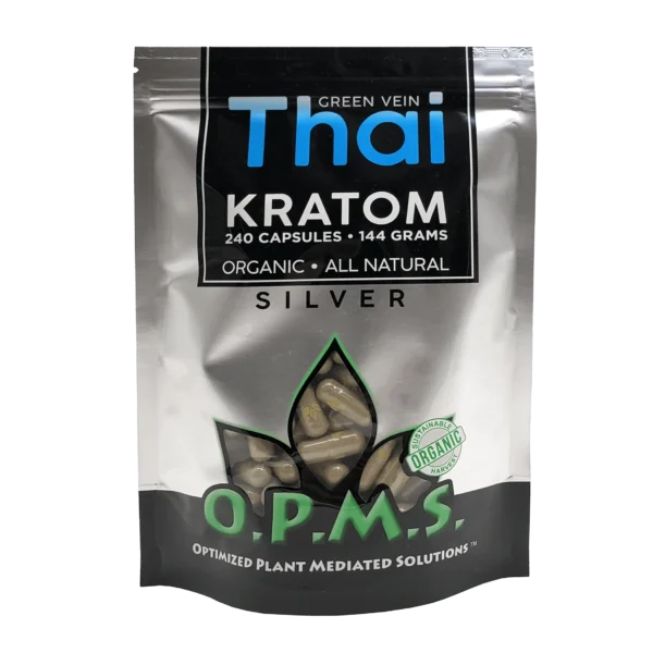 OPMS Silver Green Vein Thai Kratom 240 Capsules (O.P.M.S.)