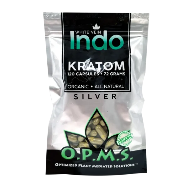 OPMS Silver White Vein Indo Kratom 120 Capsules