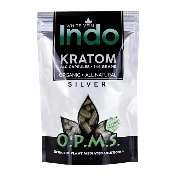 OPMS Silver White Vein Indo Kratom 240 Capsules