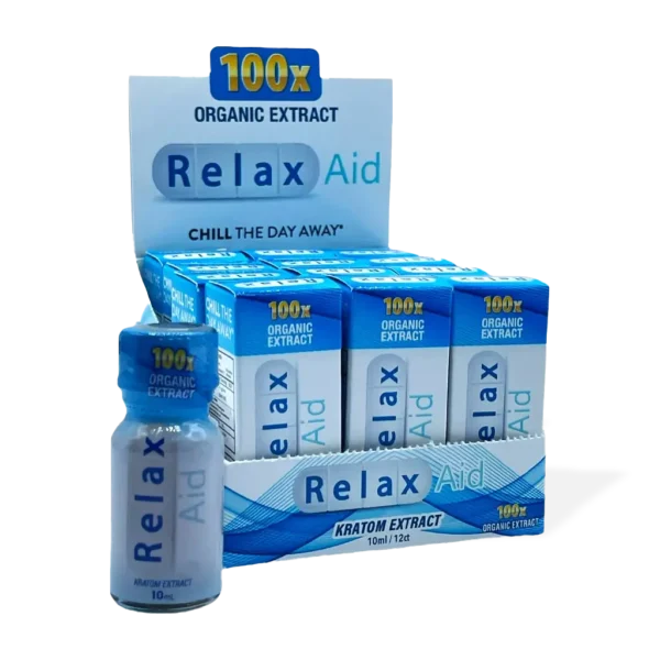 Relax Aid 100X Kratom Extract Shot | Display Box