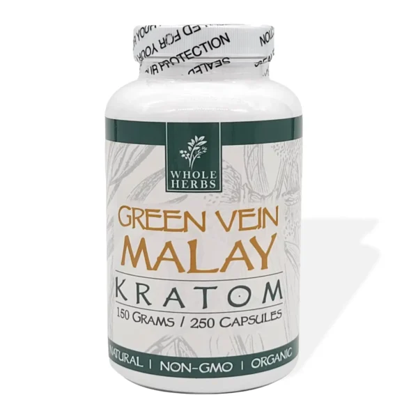 Whole Herbs Green Vein Malay Kratom 250 Capsules