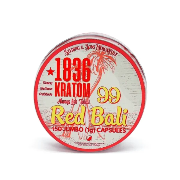 1836 Kratom 99 Red Bali Kratom Jumbo 150 Capsules