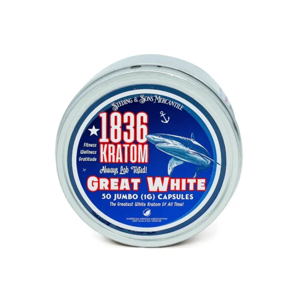 1836 Kratom Great White Jumbo Kratom 50 Capsules