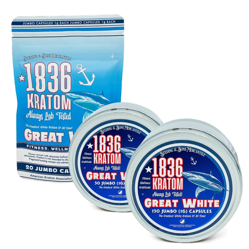 1836 Kratom Great White Jumbo Kratom Capsules