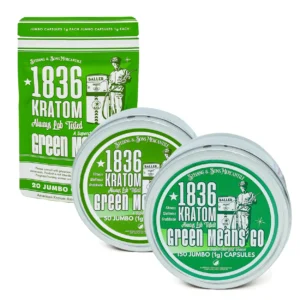 1836 Kratom Green Means Go Jumbo Kratom Capsules