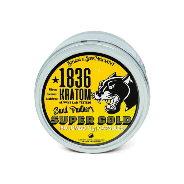 1836 Kratom Sand Panther's Super Gold Jumbo Kratom 150 Capsules