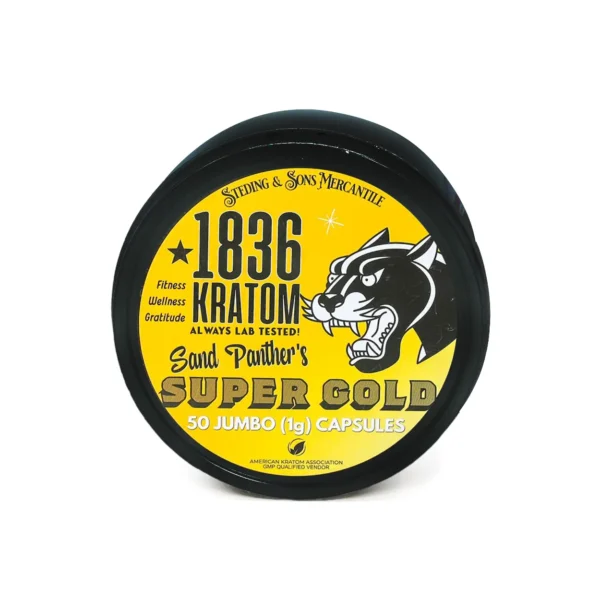 1836 Kratom Sand Panther's Super Gold Jumbo Kratom 50 Capsules