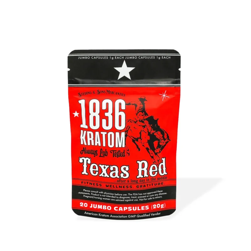 Buy 1836 Kratom Texas Red Jumbo Kratom Capsules - KratomGala.com