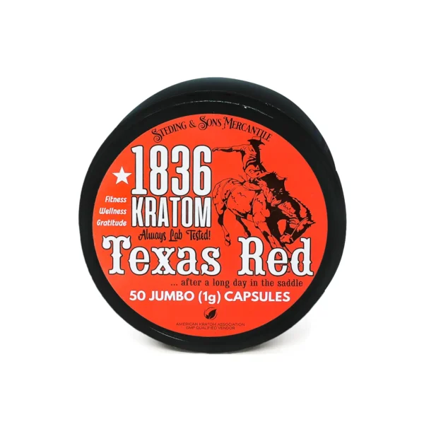 1836 Kratom Texas Red Jumbo Kratom 50 Capsules