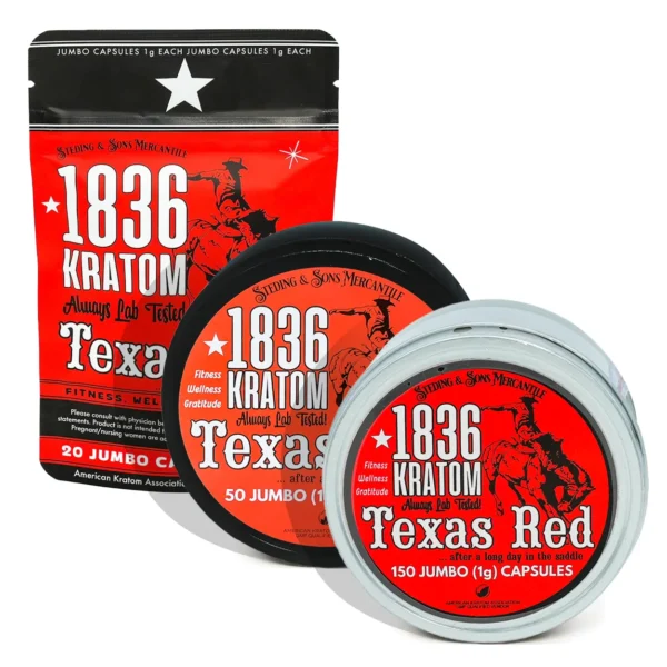 1836 Kratom Texas Red Jumbo Kratom Capsules