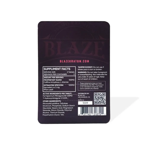 Blaze Red Relaxed Kratom Extract Tablets Back