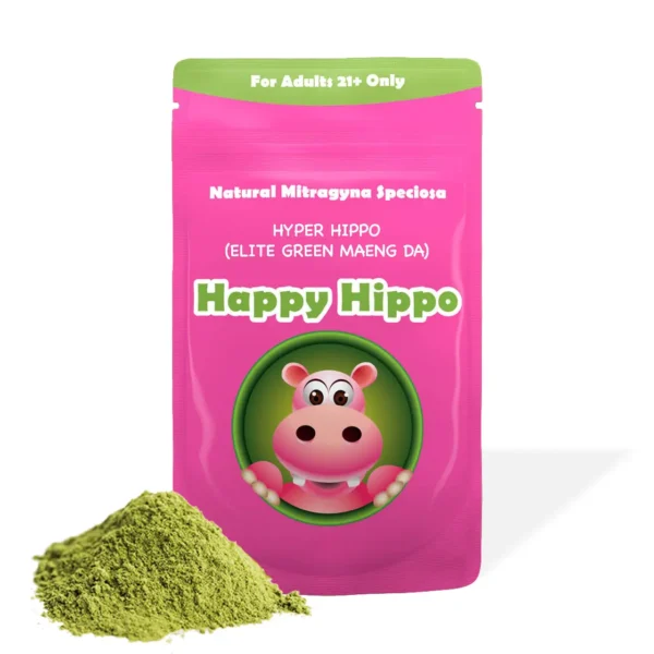 Happy Hippo Elite Green Vein Maeng Da Kratom Powder Hyper Hippo