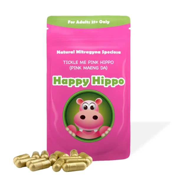 Happy Hippo Elite Pink Maeng Da Kratom Capsules Tickle Me Pink