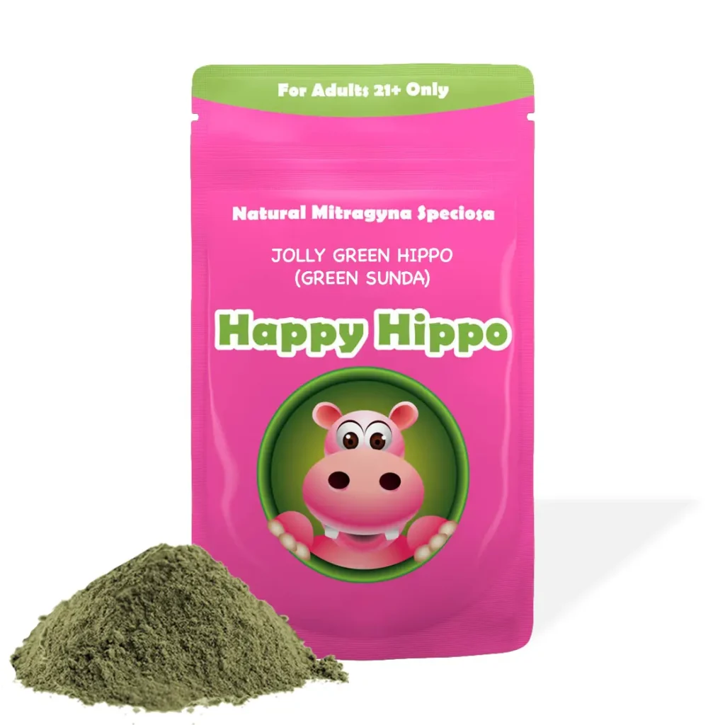 Happy Hippo Super Green Vein Sundanese Kratom Powder Jolly Green Hippo