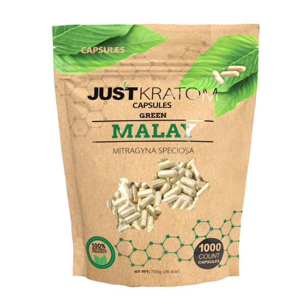 Just Kratom Green Malay Kratom Capsules 1000 Count