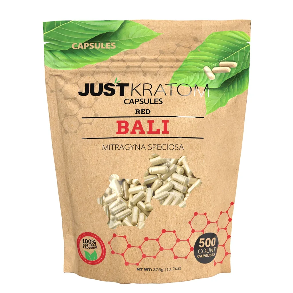 Just Kratom Red Bali Kratom Capsules 500 Count