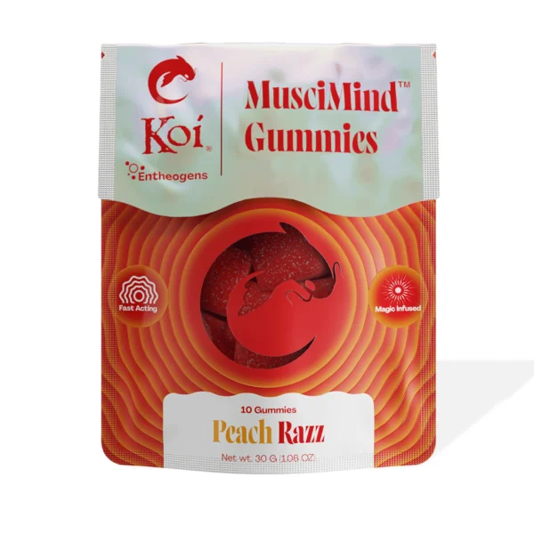 Koi Mushroom Psychedelic Muscimind Gummies | Peach Razz | Front