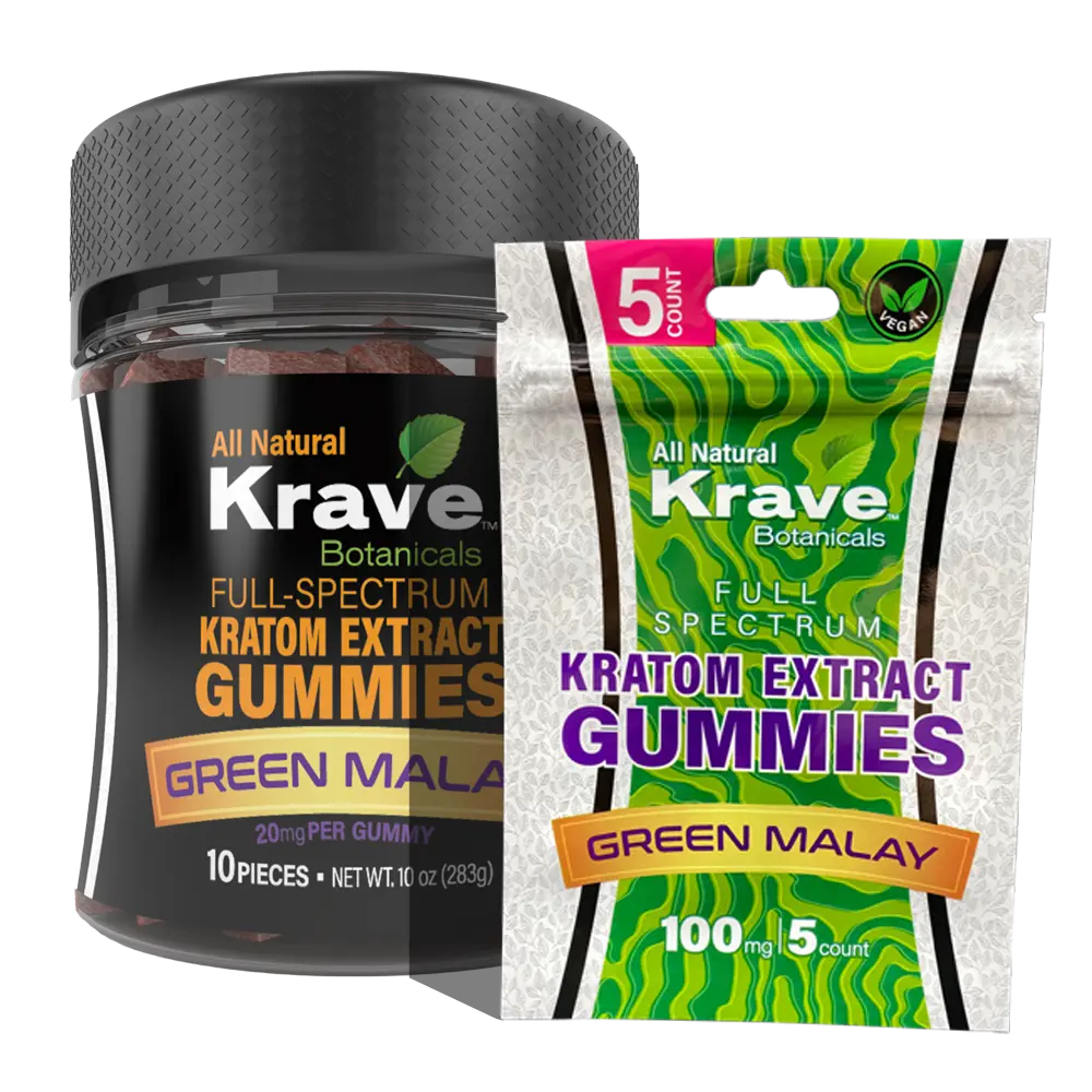 Krave Green Malay Full Spectrum Kratom Extract Gummies