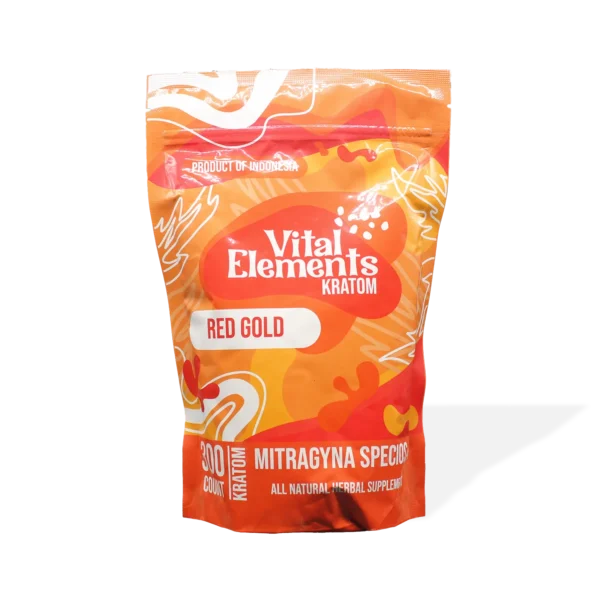 Vital Elements Red Gold Kratom Capsules | 300 Count