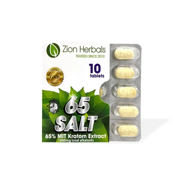 Zion Herbals 65 Salt Kratom Extract 10 Tablets | Front
