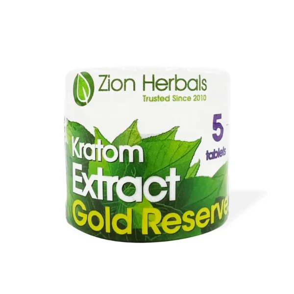 Zion Herbals Gold Reserve 45% MIT Kratom Extract 5 Tablets | Front