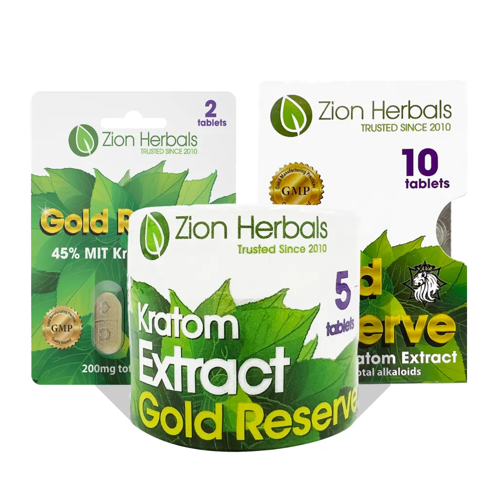 Zion Herbals Gold Reserve 45% MIT Kratom Extract Tablets
