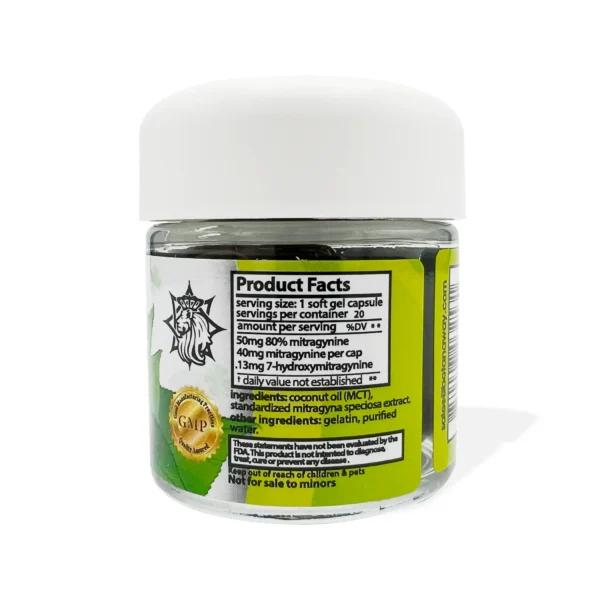 Zion Herbals Lucky 80 Kratom Extract Soft Gels Back