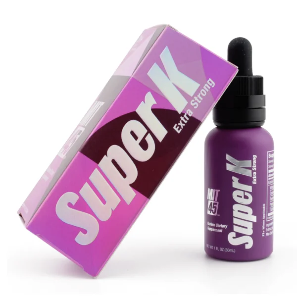 MIT 45 Super K Kratom Extra Strong Extract Shot 30 ml Angle Box and Bottle