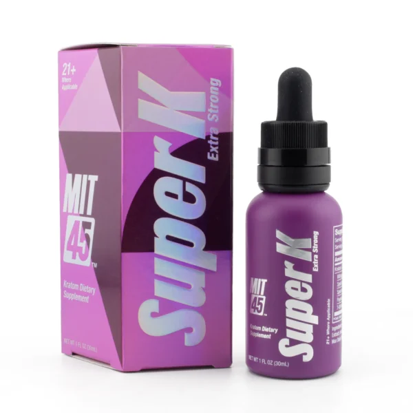 MIT 45 Super K Kratom Extra Strong Extract Shot 30 ml Box and Bottle