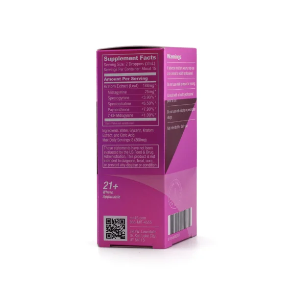 MIT 45 Super K Kratom Extra Strong Extract Shot 30 ml Box Back