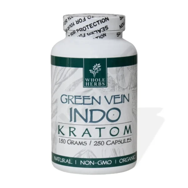 Whole Herbs Green Vein Indo Kratom 250 Capsules