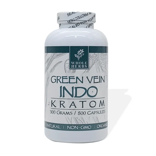 Whole Herbs Green Vein Indo Kratom 500 Capsules