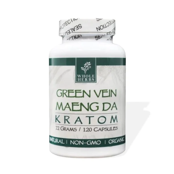 Whole Herbs Green Vein Maeng Da Kratom 120 Capsules